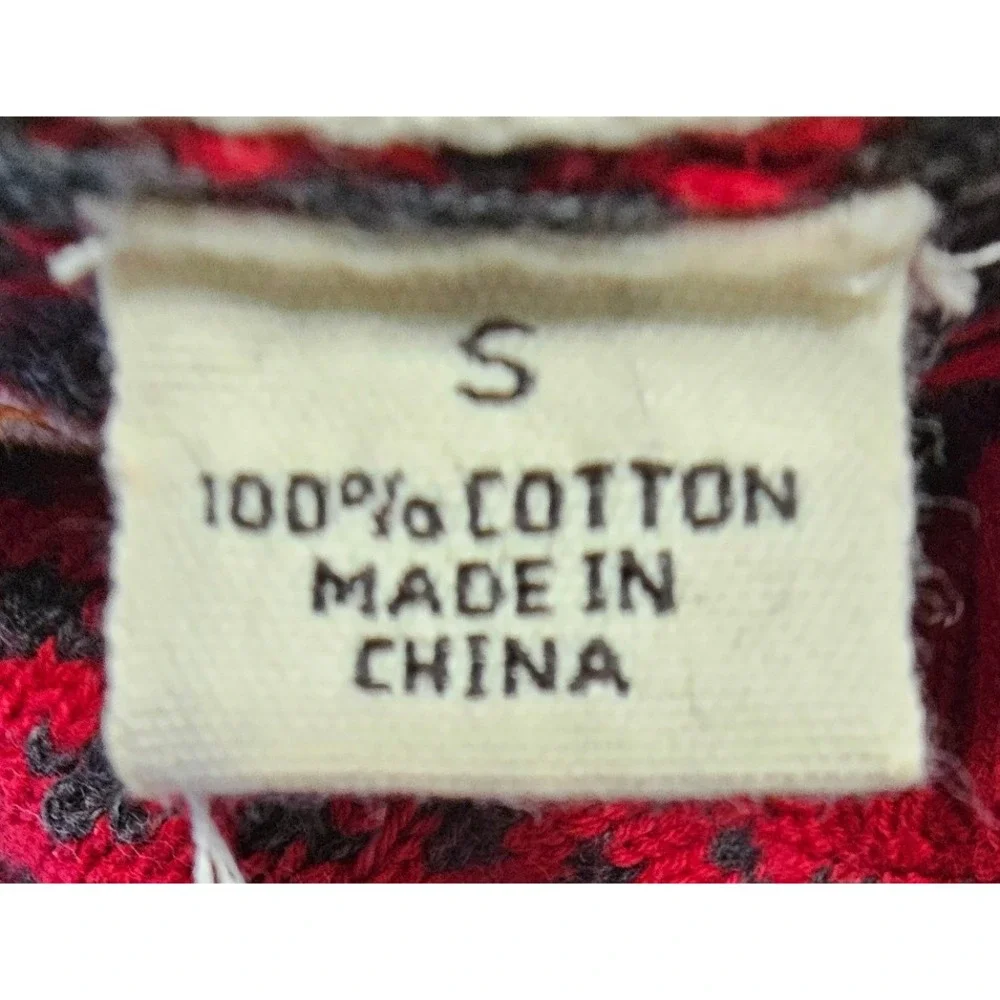 Weatherproof Vintage Men's Small‎ Red Black Textured Cotton Crewneck Sweater S